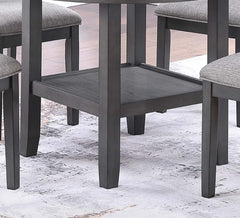 Gray Color 5pc Dining Set Round Table w Shelve Unique Design 4x Side Chairs Modern Contemporary Dining Room Furniture