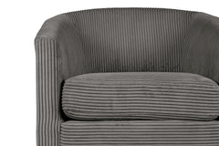 Dark Gray Corduroy Fabric 1pc Swivel Accent Chair U-Backrest Living Room Plush Cushion Chair Metal Base