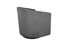 Dark Gray Corduroy Fabric 1pc Swivel Accent Chair U-Backrest Living Room Plush Cushion Chair Metal Base