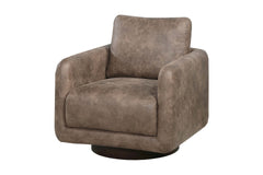 Gorgeous Auburn Color Leather Like Fabric 1pc Swivel Accent Chair Upholstered Living Room Chair Wooden Base