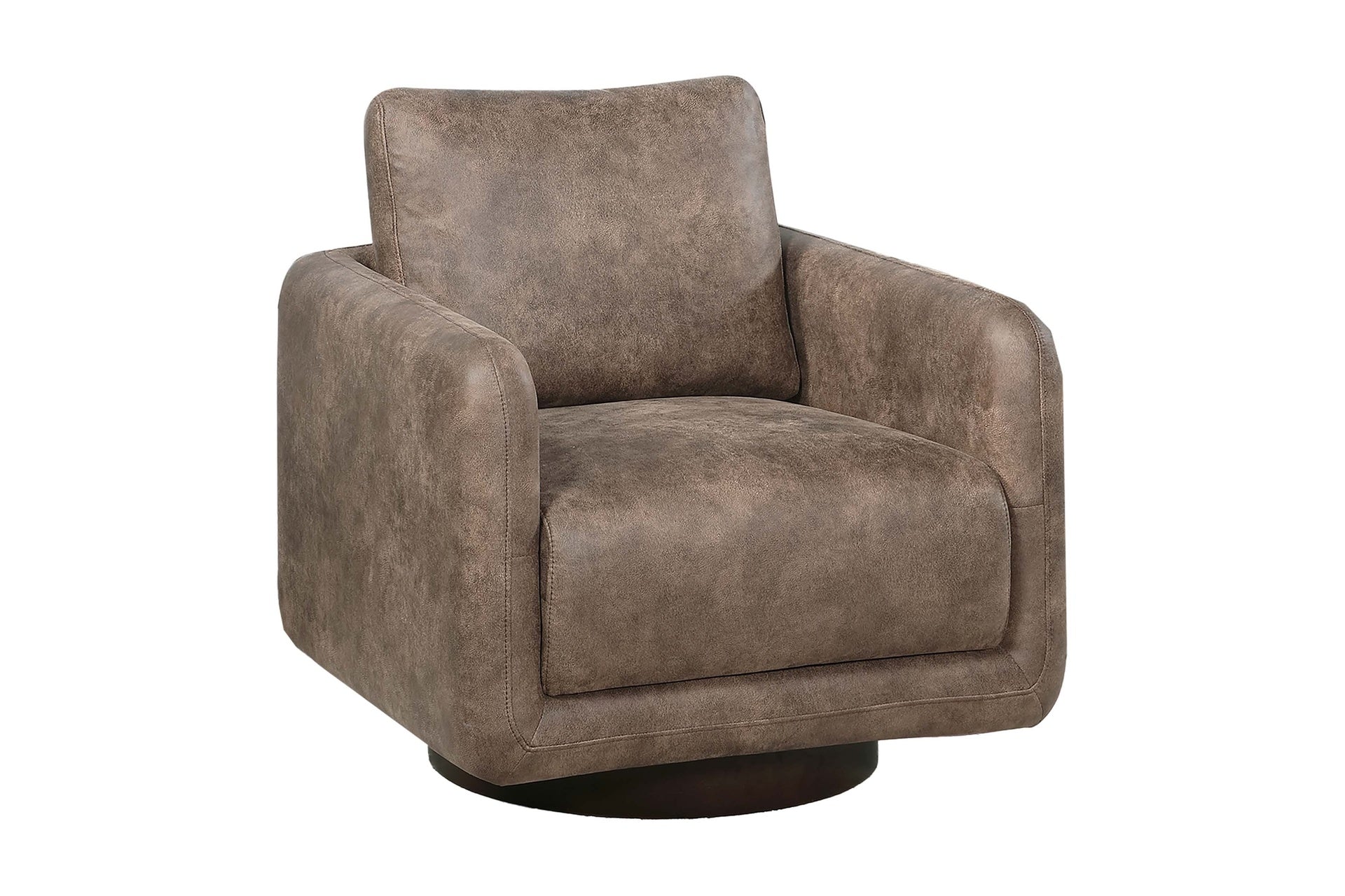 Gorgeous Auburn Color Leather Like Fabric 1pc Swivel Accent Chair Upholstered Living Room Chair Wooden Base