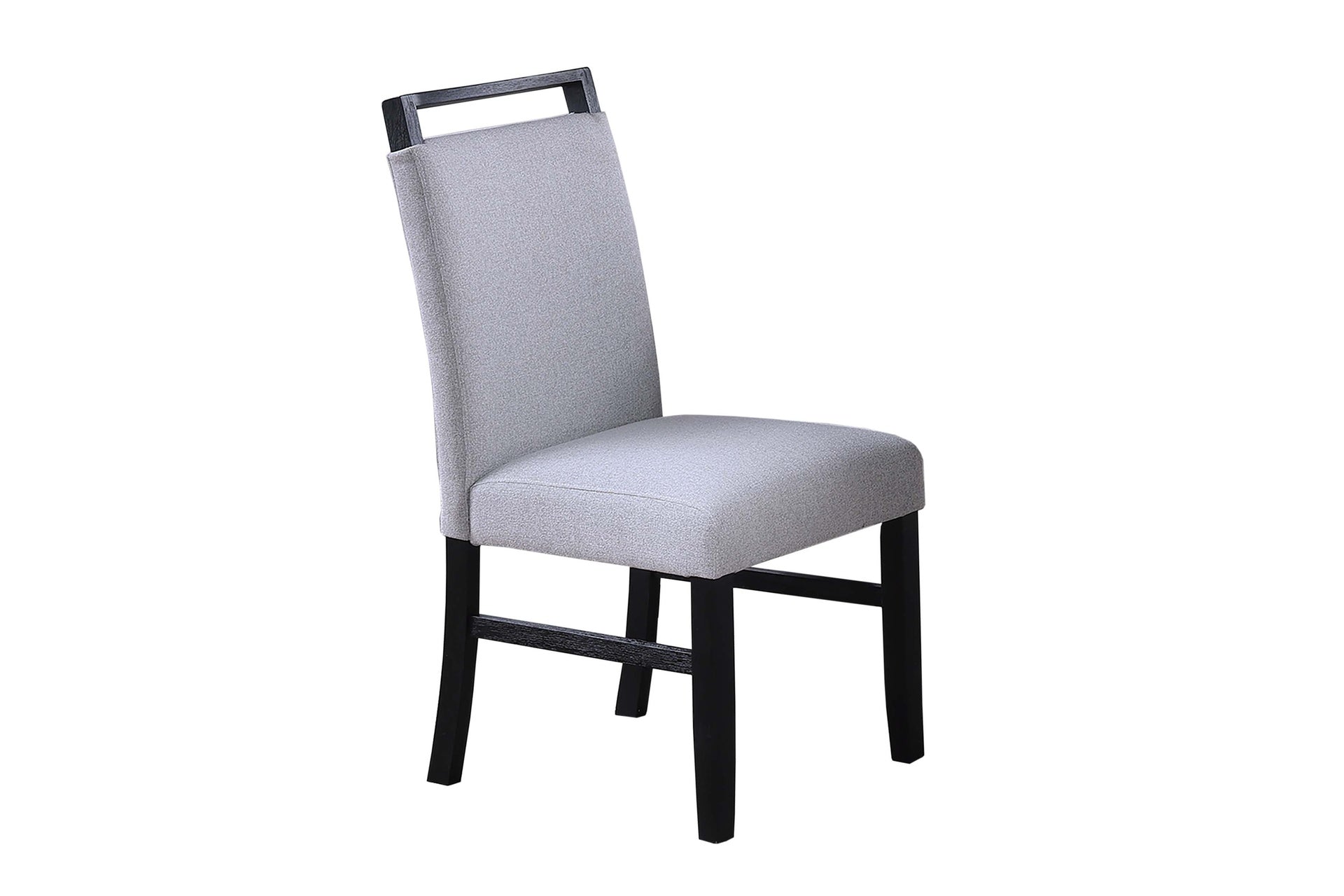 Contemporary Style 2pc Dining Chairs w Wooden handle Upper back Rest Charcoal Wooden Legs Soft Fabric Upholstered Chair