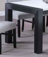 Elegant White Faux Marble Top 1pc Table Charcoal Legs Wooden Dining Table Modern Sleek Two-Tone Dining Table