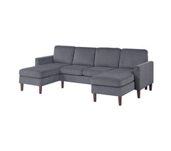 3pc Sectional Set RAF/LAF Chaise Armless Loveseat Dark Gray Corduroy Couch Relax Modern Comfort Living Room