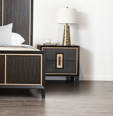 Contemporary Espresso 1pc Bedside Nightstand Wooden Finger Pull Drawer Bedroom Furniture