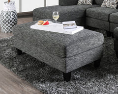 Contemporary Style Ottoman Gray Color Chenille 1pc Ottomans Living Room Furniture Plush Seat