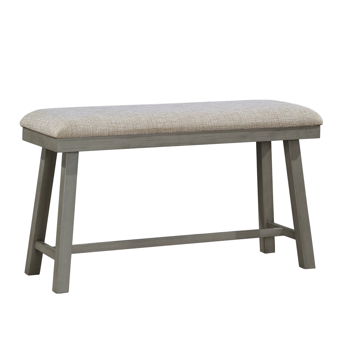 Light Gray Finish Counter Height Bench Foam Cushioned Seat Industrial Design Kitchen Dining Furniture 1pc