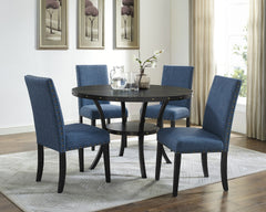 Biony Fabric Dining Chairs with Nailhead Trim, Set of 2, Blue