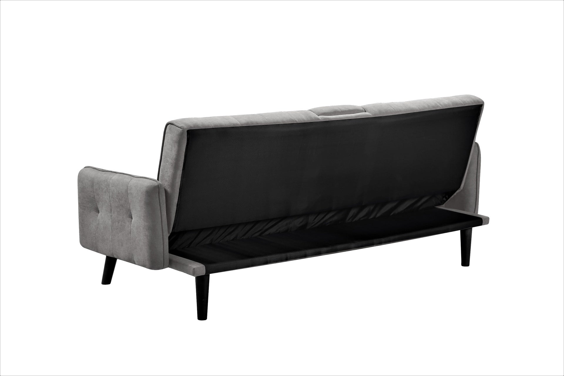 72" Sleeper Sofa Bed - Convertible Folding Backrest to Full Bed with Cup Holder & Drop-Down Table - Space Saving Linen Sofa for Small Spaces - Easy Assembly, Grey
