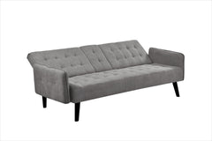 72" Sleeper Sofa Bed - Convertible Folding Backrest to Full Bed with Cup Holder & Drop-Down Table - Space Saving Linen Sofa for Small Spaces - Easy Assembly, Grey
