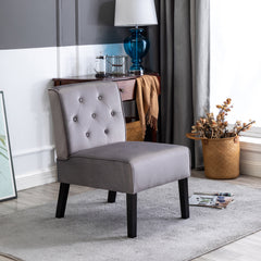Reese 53"  2Piece Living Room Armless Button Tufted Pattern Accent Chair with Velvet Fabric and Premium High Density Foam Cushion, Grey