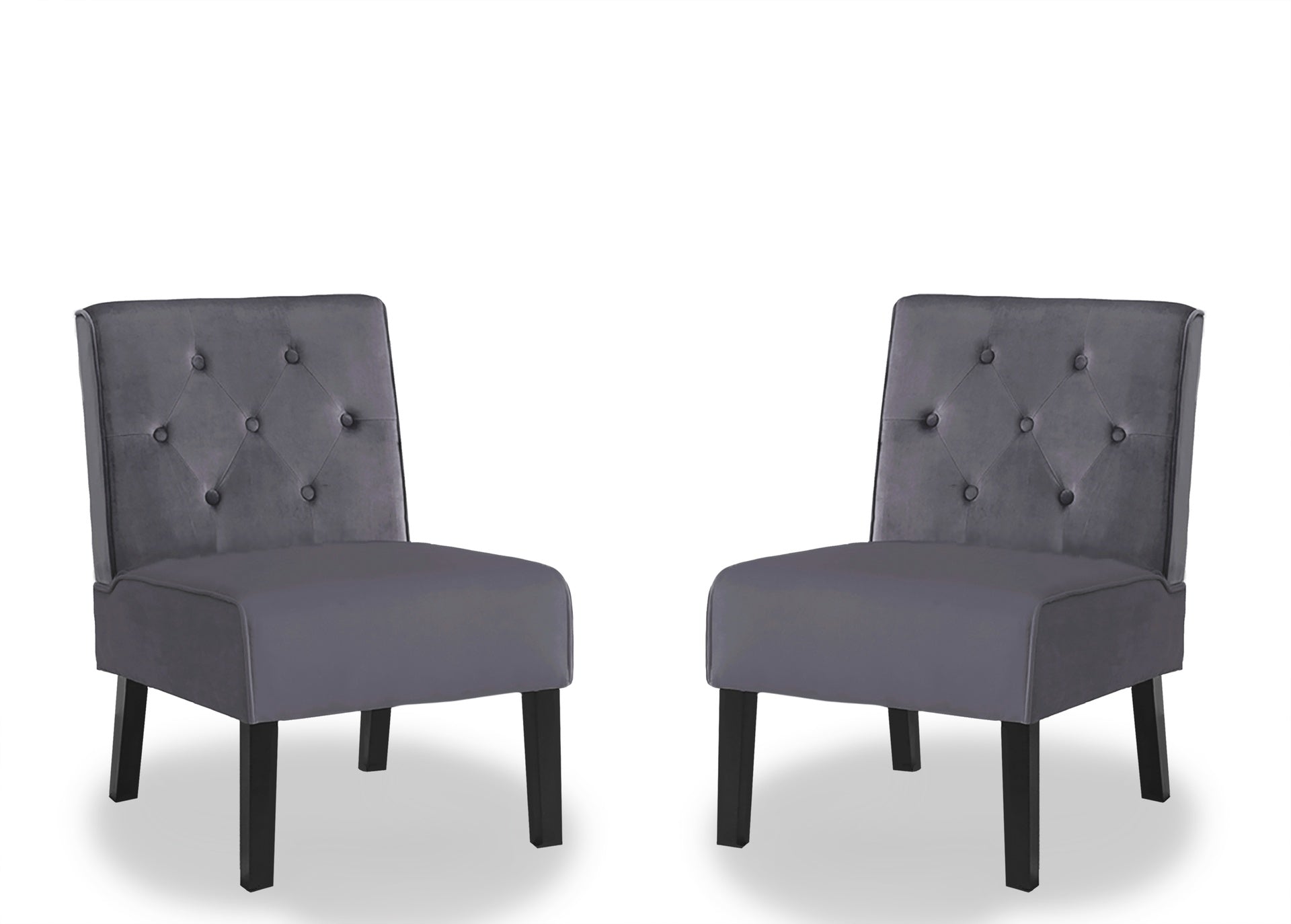 Reese 53"  2Piece Living Room Armless Button Tufted Pattern Accent Chair with Velvet Fabric and Premium High Density Foam Cushion, Grey