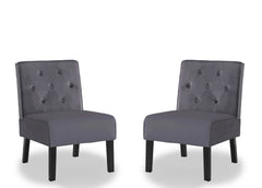 Reese 53"  2Piece Living Room Armless Button Tufted Pattern Accent Chair with Velvet Fabric and Premium High Density Foam Cushion, Grey
