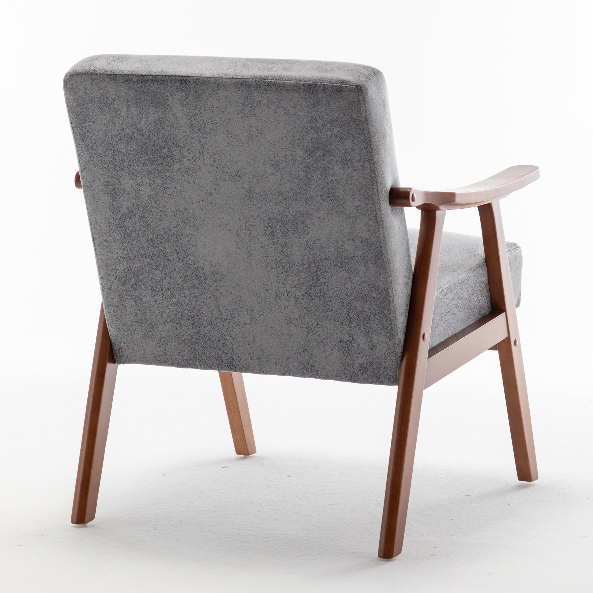 Accent Chair with Microfiber Upholstery and Solid Wood Frame, Classic Mid-Century Modern Living Room Furniture for Extra Seating, Grey