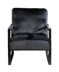 Classic Mid Century Modern Accent Chair with Durable Square Metal Frame, Armchair for Living Room, Bedroom, Home Office in Plush Velvet Upholstery, Black