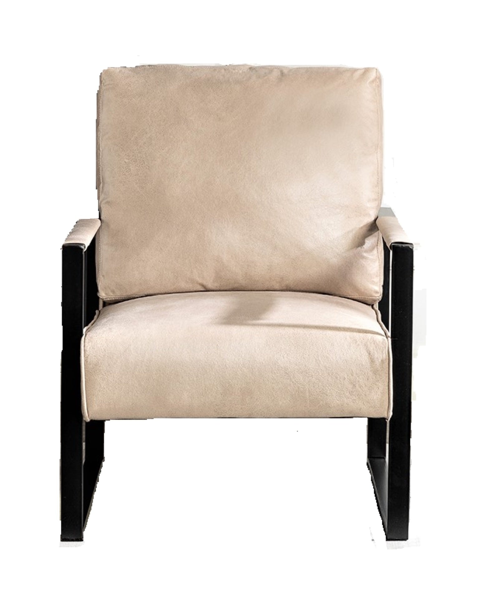 Direct Classic Mid Century Modern Accent Chair with Durable Square Metal Frame, Armchair for Living Room, Bedroom, Home Office in Spotted Microfiber Upholstery, Light Camel