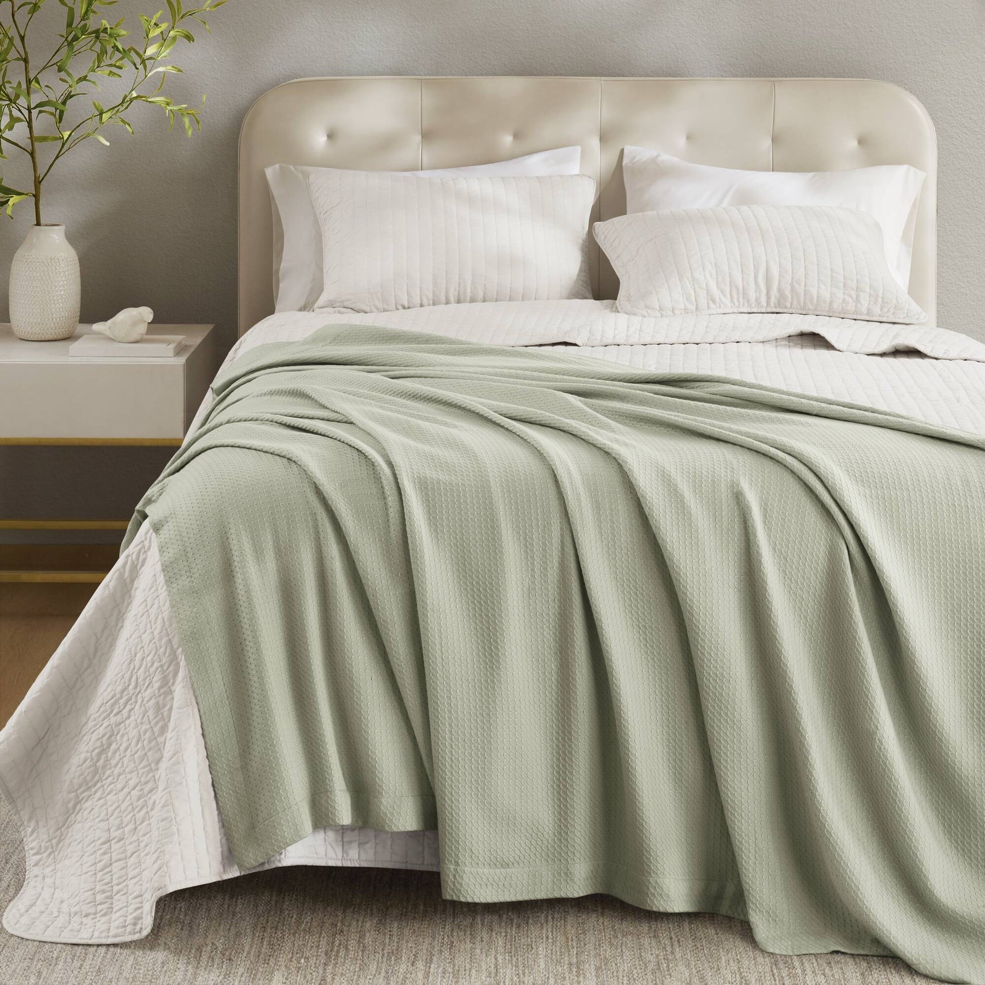 1 Piece King Blanket,Sage Green