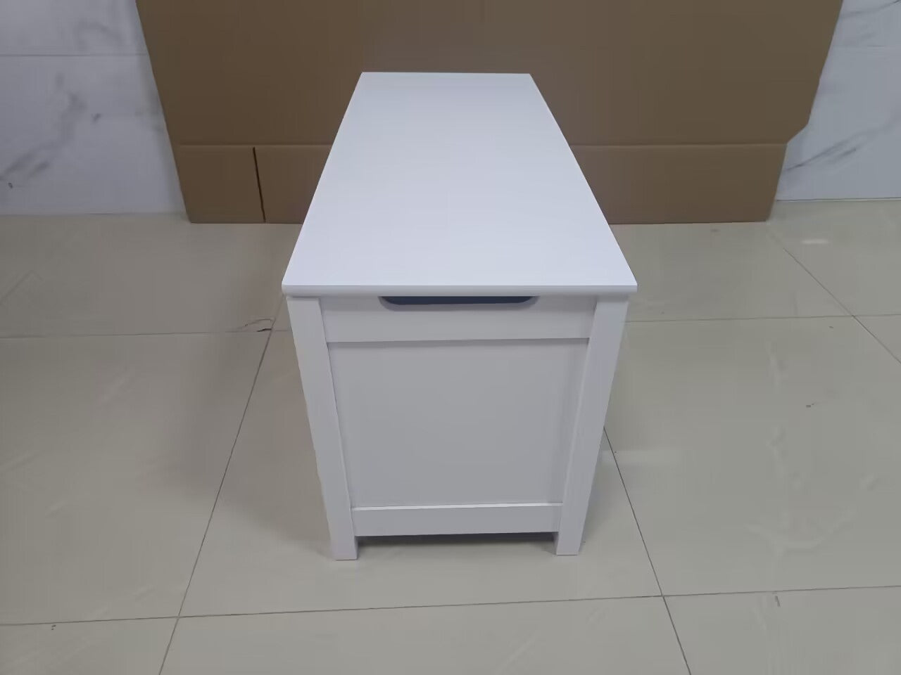 Kids Wooden Toy Box Storage with Safety Hinged Lid for Ages 2+ (White)