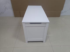 Kids Wooden Toy Box Storage with Safety Hinged Lid for Ages 2+ (White)