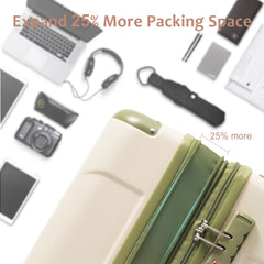 Hardshell Luggage, Lightweight Durable ABS Suitcases with Double Wheels, Expandable 28-inch Checked Travel Luggage(White and Green)