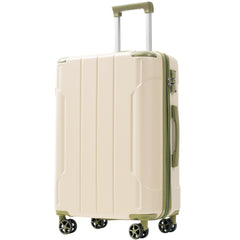 Hardshell Luggage, Lightweight Durable ABS Suitcases with Double Wheels, Expandable 28-inch Checked Travel Luggage(White and Green)