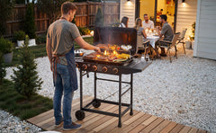 4 Burner BBQ Propane Gas Grill with Side Burner 42000 BTU Output Stainless Steel Barbecue Grill with Enamel-Coated Grates and Side Tables for Outdoor Cooking Kitchen and Patio Backyard.