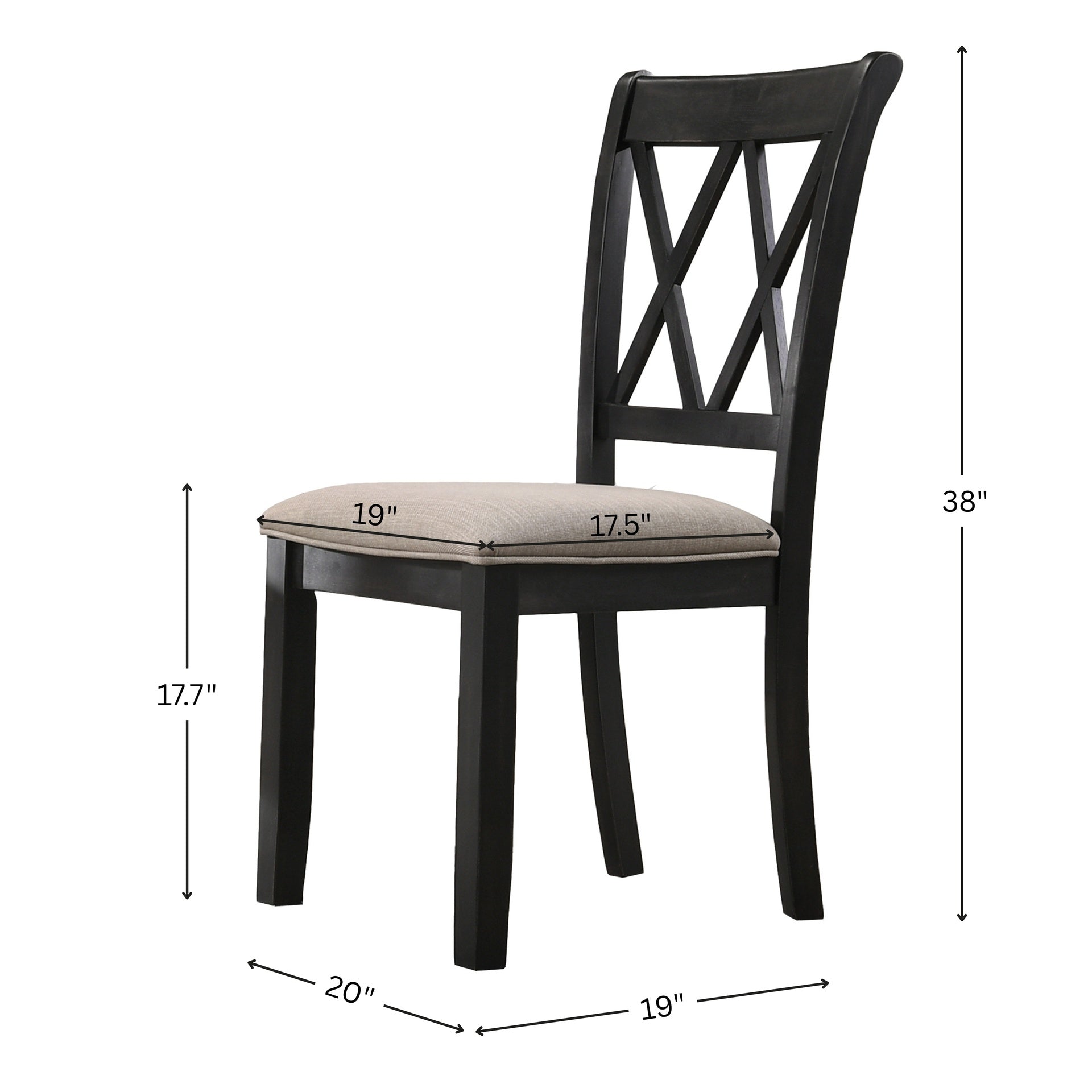 Windvale Fabric Upholstered Dining Chair in Black, Set of 2