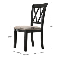 Windvale Fabric Upholstered Dining Chair in Black, Set of 2