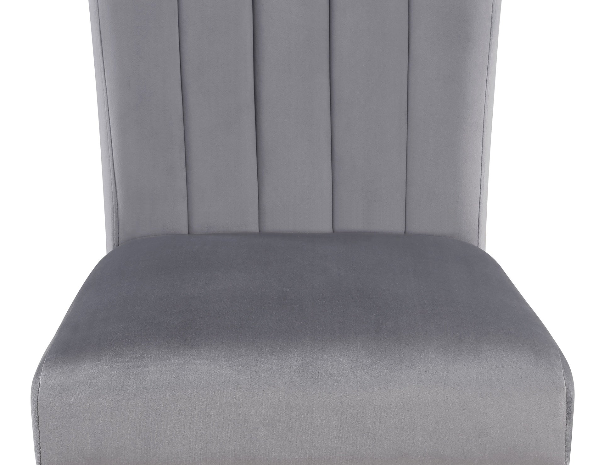 2pc Casual Upholstered Velvet Upholstery Chair Channel Tufted Back Wooden Dining Room Furniture Gray Black