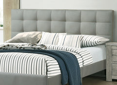 Contemporary 1pc Eastern King Size Bed Grey Polyfiber Tufted Headboard Platform Bedframe Bedroom Furniture