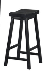 Black Finish 29-inch Bar Height Stools Set of 2pc Saddle Seat Solid Wood Casual Dining Home Furniture