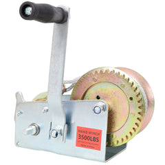 3500LBS Hand Winch,with 32.8FT Steel Cable,Galvanized Shell,4.1:2.4:1 Gear Ratio Portable Winch,Two-Way Ratchet,Manual Operated Hand Crank Winch for Trailer, Boat or ATV Towing