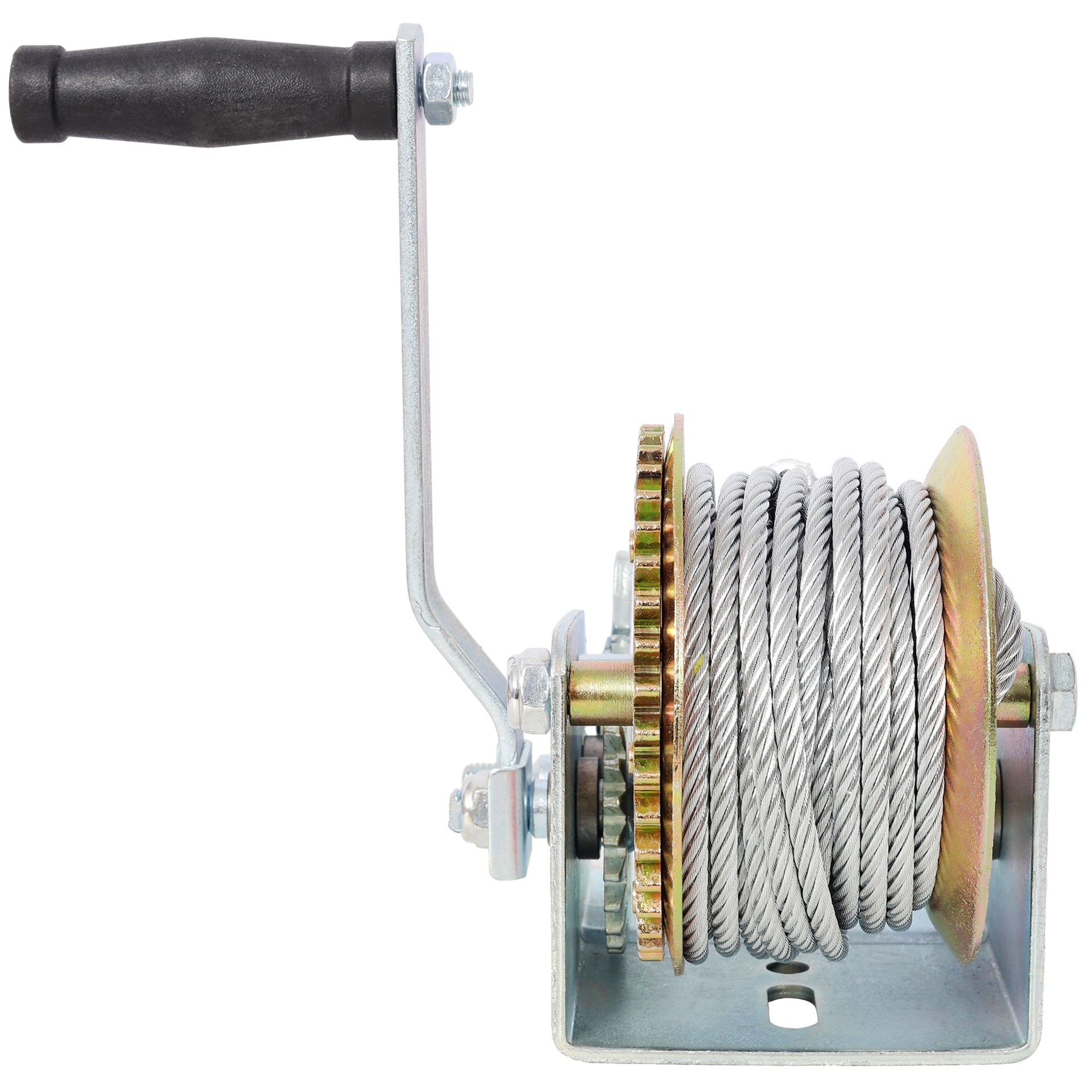 3500LBS Hand Winch,with 32.8FT Steel Cable,Galvanized Shell,4.1:2.4:1 Gear Ratio Portable Winch,Two-Way Ratchet,Manual Operated Hand Crank Winch for Trailer, Boat or ATV Towing