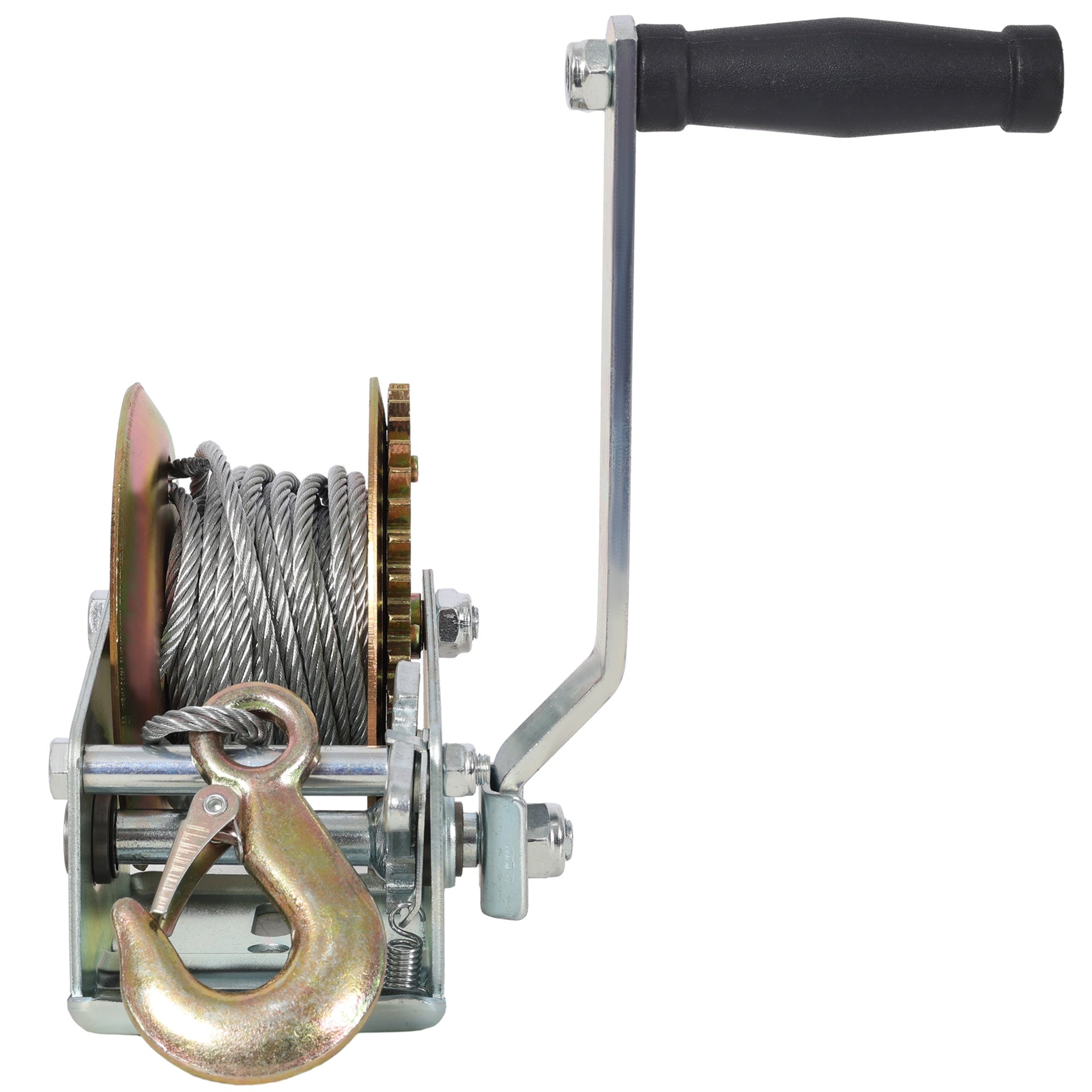 1600LBS Hand Winch,with 32.8FT Steel Cable,Galvanized Shell,4.1:1 Gear Ratio Portable Winch,Two-Way Ratchet,Manual Operated Hand Crank Winch for Trailer, Boat or ATV Towing