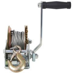 1600LBS Hand Winch,with 32.8FT Steel Cable,Galvanized Shell,4.1:1 Gear Ratio Portable Winch,Two-Way Ratchet,Manual Operated Hand Crank Winch for Trailer, Boat or ATV Towing