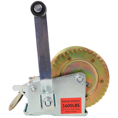 1600LBS Hand Winch,with 32.8FT Steel Cable,Galvanized Shell,4.1:1 Gear Ratio Portable Winch,Two-Way Ratchet,Manual Operated Hand Crank Winch for Trailer, Boat or ATV Towing