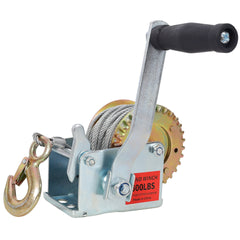 600LBS Hand Winch,with 26FT Steel Cable,Galvanized Shell,3.1:1 Gear Ratio Portable Winch,Two-Way Ratchet,Manual Operated Hand Crank Winch for Trailer, Boat or ATV Towing