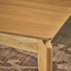 Dining Table, Rubberwood with Walnut Veneer, Mid-Century, Natural Oak Finish