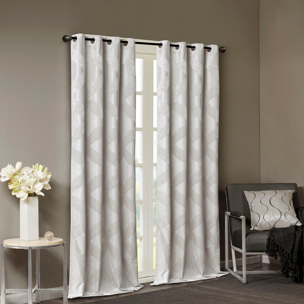 Ogee Knitted Jacquard Total Blackout Curtain Panel(Only 1 Pc Panel)