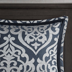 8 Piece Jacquard Comforter Set Navy/Silver Cal King