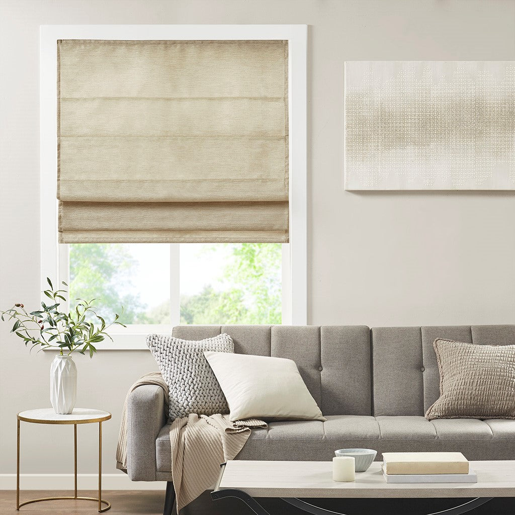 Printed Faux Silk Room Darkening Cordless Roman Shade