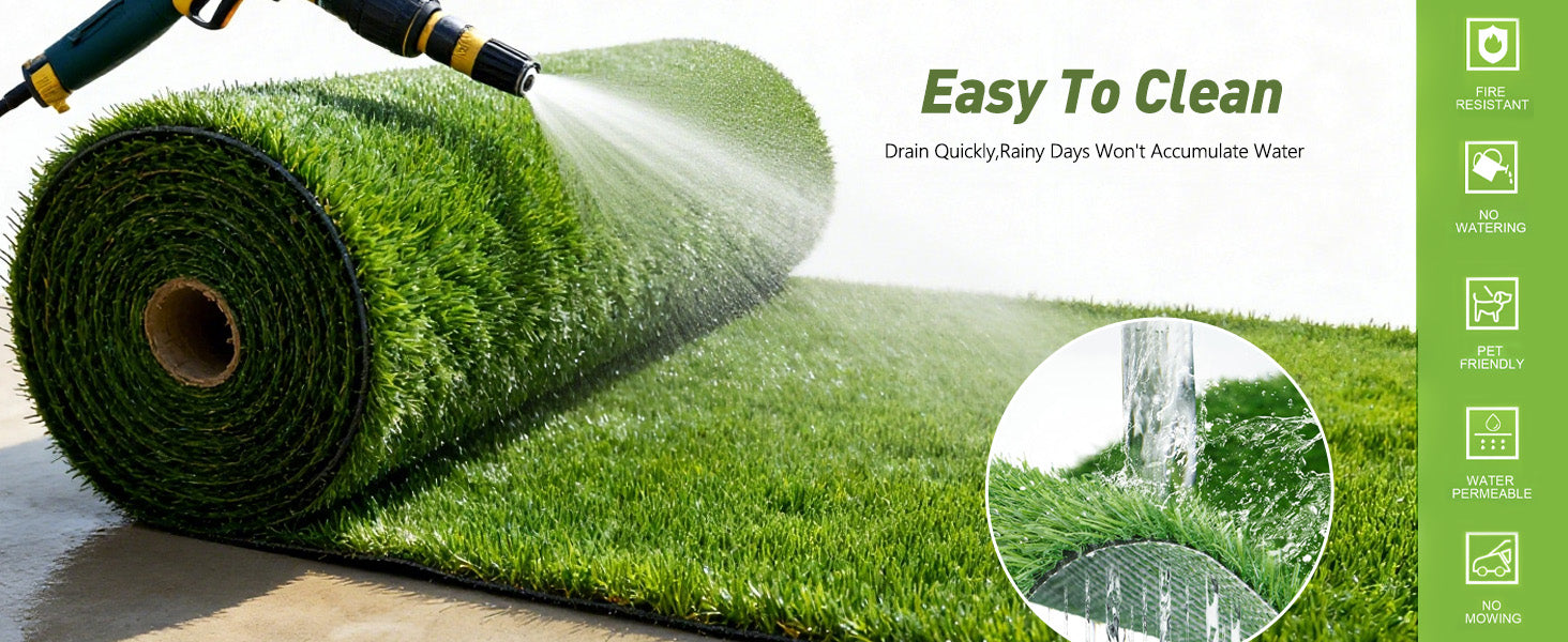 Realistic Deluxe Artificial Grass Synthetic Thick Lawn Turf Carpet (7 FT x15 FT (105 Square FT))