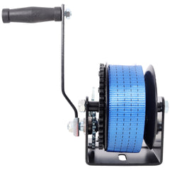 3500LBS Hand Winch,with 32.8FT Blue Strap,Black Shell,4.1:2.4:1 Gear Ratio Portable Winch,Two-Way Ratchet,Manual Operated Hand Crank Winch for Trailer, Boat or ATV Towing