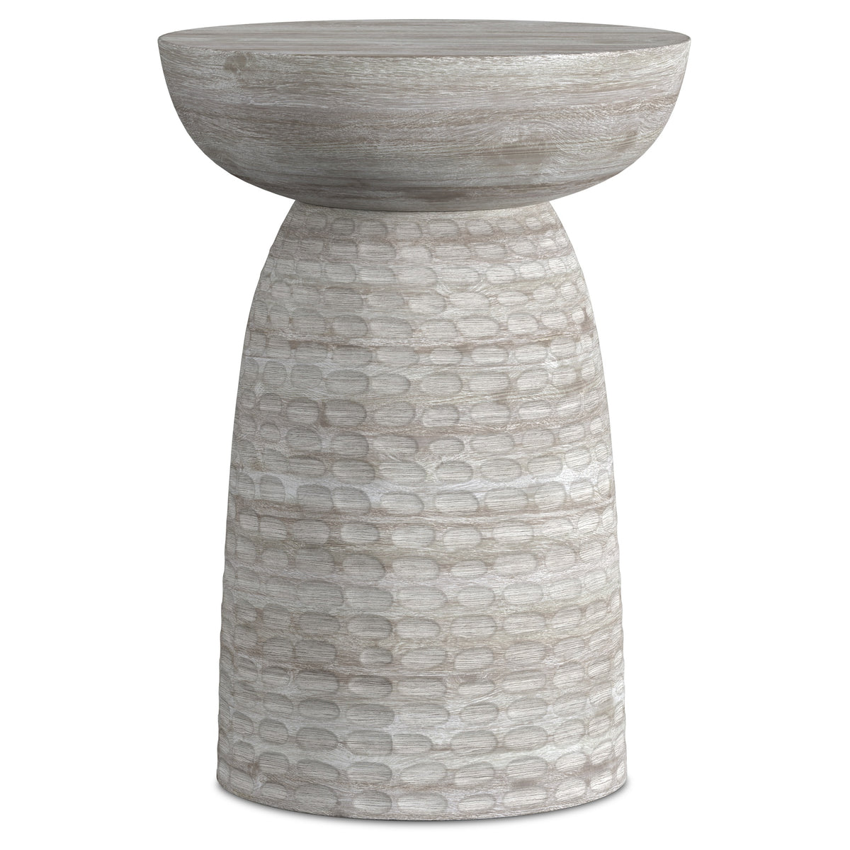 Boyd 13 inch Solid Mango Accent Table in White Wash