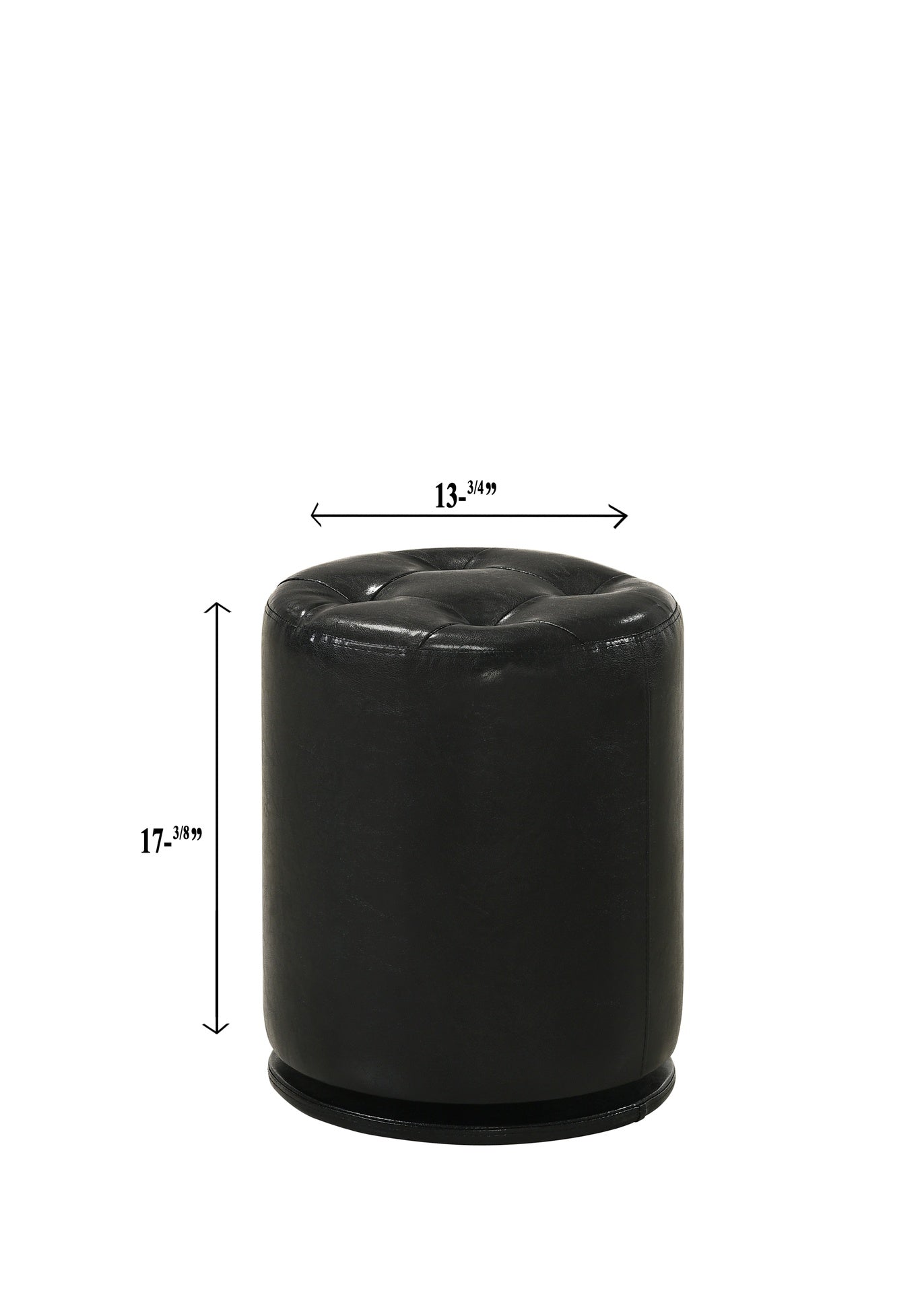 1pc Glam Contemporary Upholstered Round Swivel Vanity Stool Button Tufted Seat Black