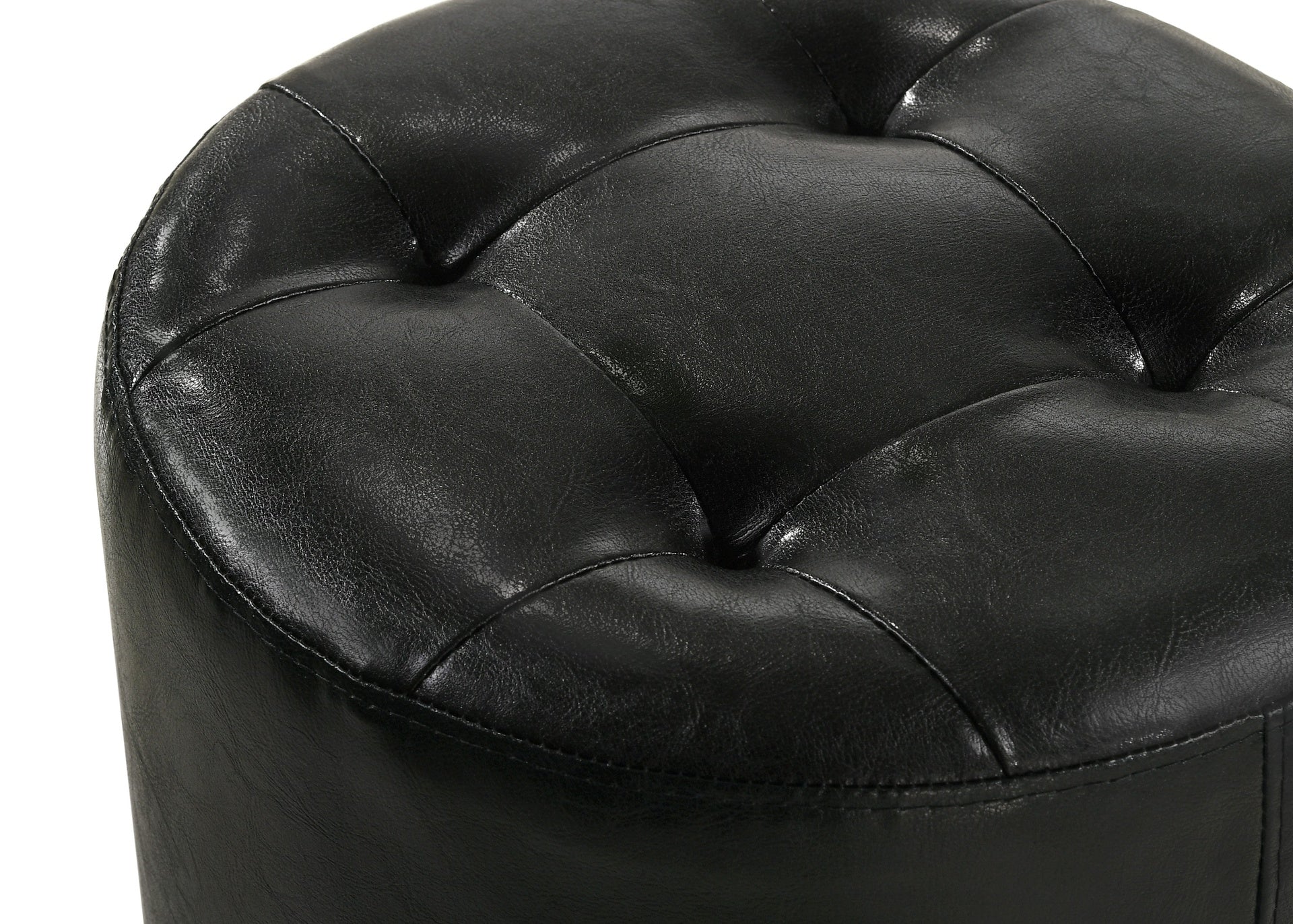 1pc Glam Contemporary Upholstered Round Swivel Vanity Stool Button Tufted Seat Black
