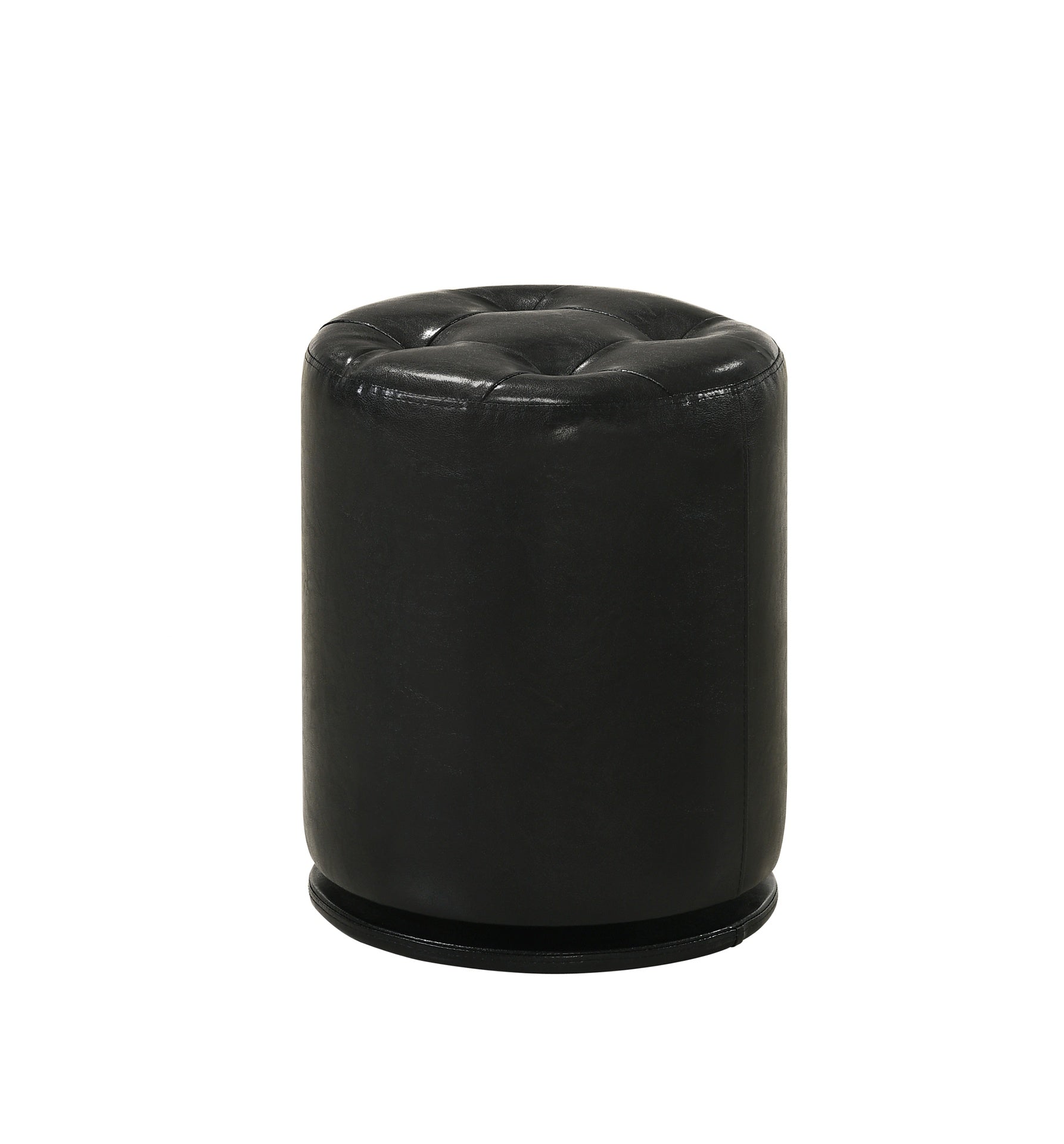 1pc Glam Contemporary Upholstered Round Swivel Vanity Stool Button Tufted Seat Black