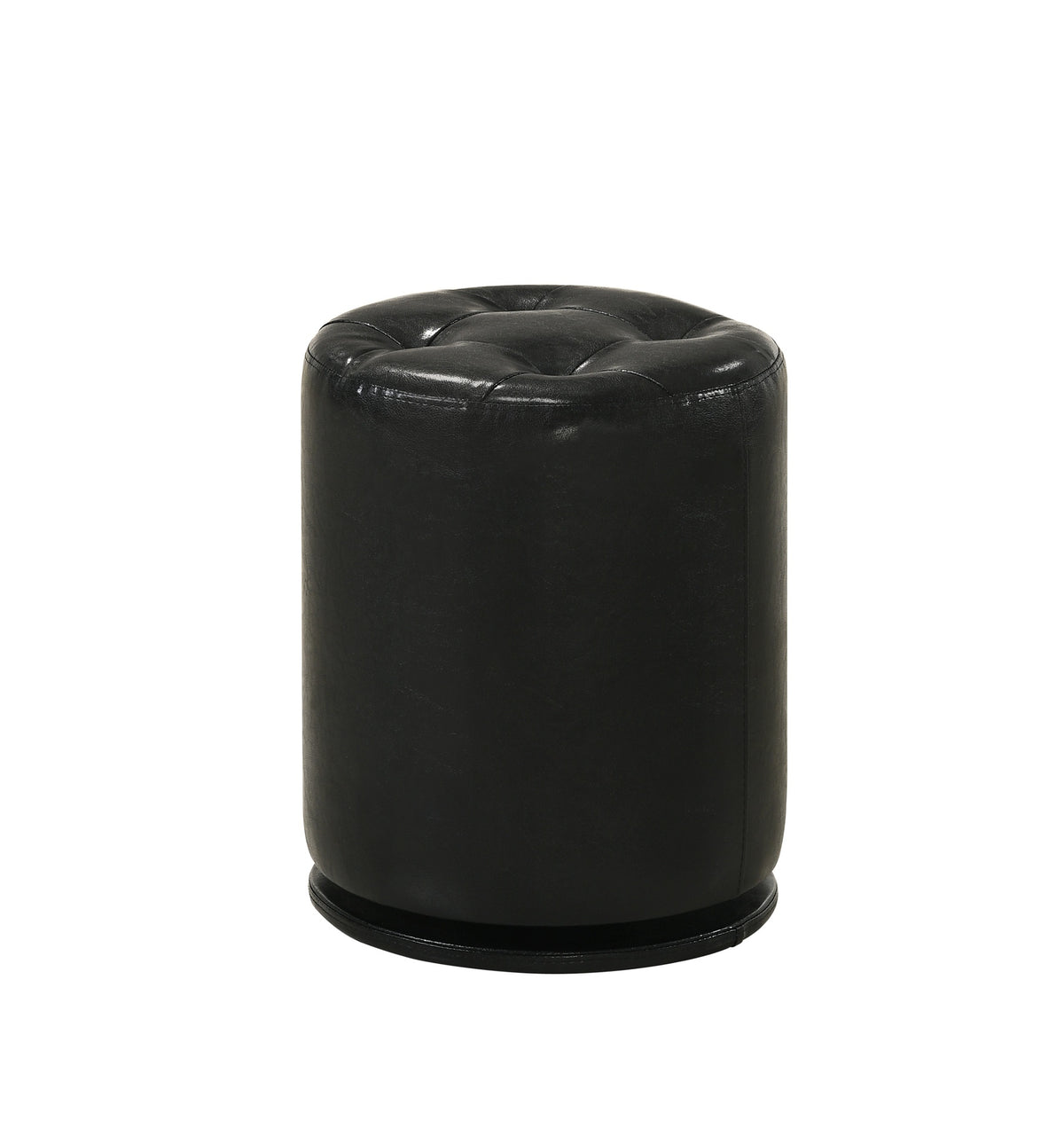 1pc Glam Contemporary Upholstered Round Swivel Vanity Stool Button Tufted Seat Black