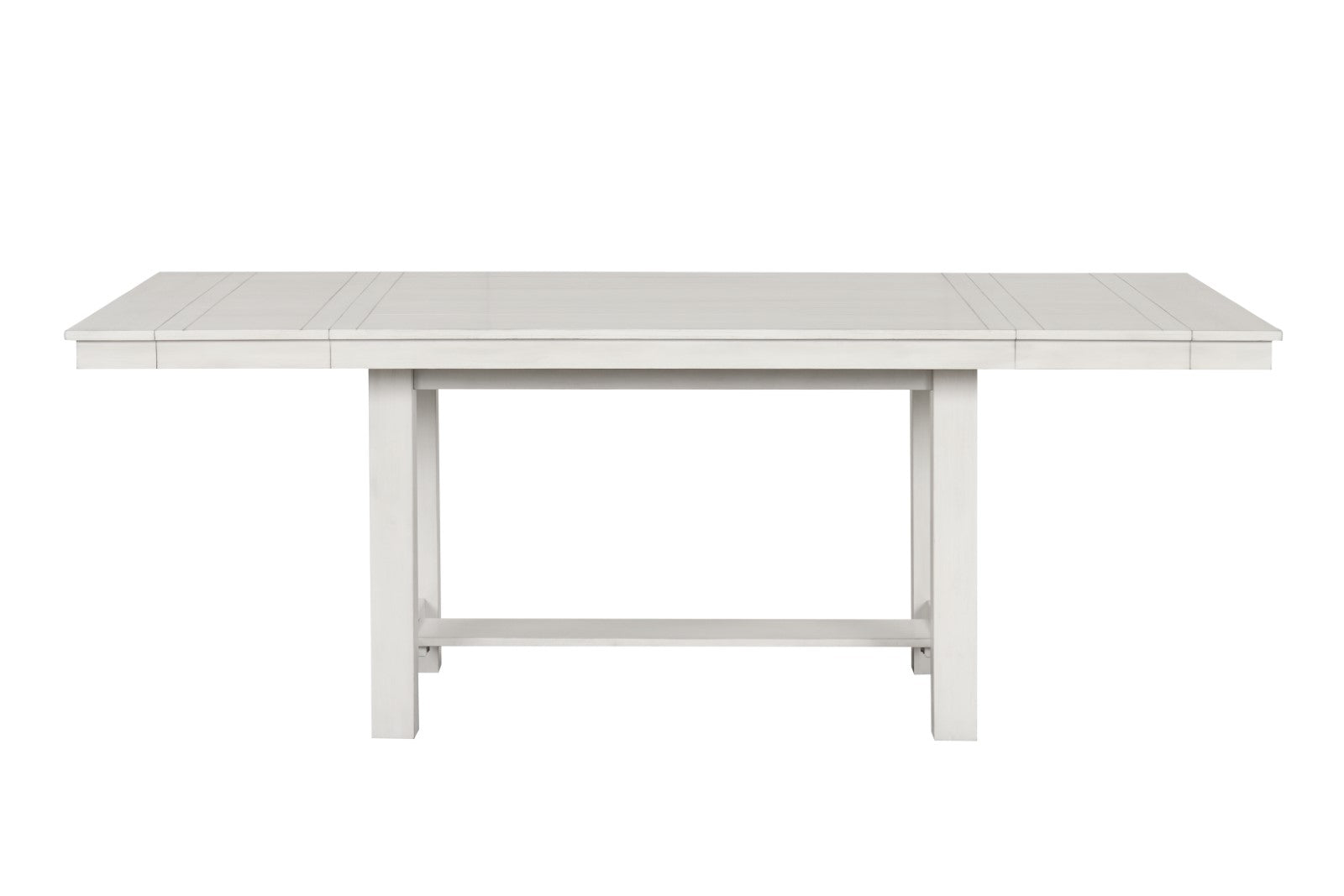 Rustic White Oak Dining Table w Leaves Block Trestle Base 1pc Table Dining Room Furniture