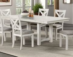 Rustic White Oak Dining Table w Leaves Block Trestle Base 1pc Table Dining Room Furniture
